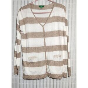 Dip Long sleeve Top Size Medium Striped White And Brown With Pockets